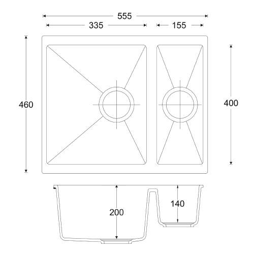 Bluci ACUTE G3314 Reversible 1.5 Bowl Undermount/Inset Granite Sink