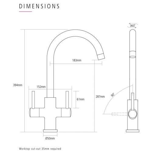 Caple Lamar Black Chrome Dual Lever Tap