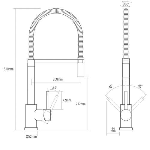 Caple Navitis Black Chrome Pull Out Spray Tap with Black Hose