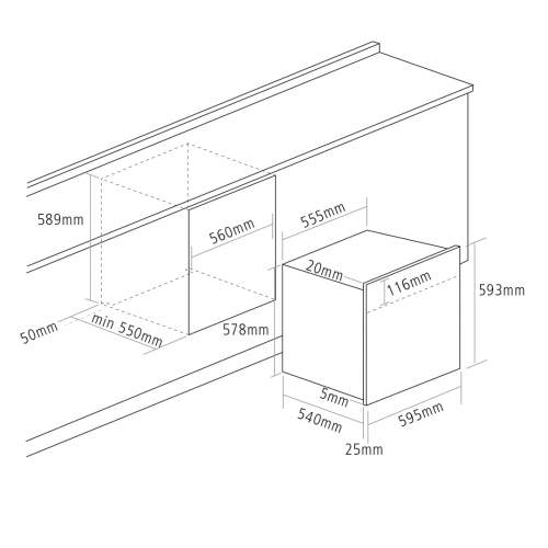 Caple C2403BG Black Glass Pyrolytic Single Oven