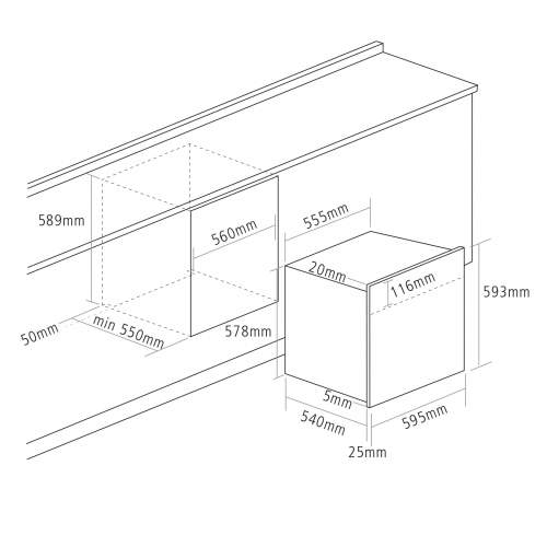 Caple Sense C2106BG Black Glass Electric Soft Close Single Oven