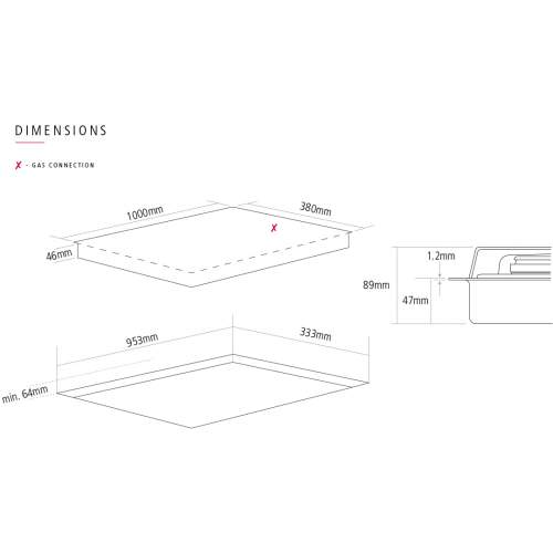 Caple C7011G 100cm Low Profile 4 Burner Stainless Steel Gas Hob