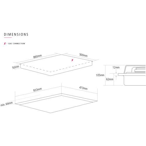 Caple C4091G 86cm 5 Burner Stainless Steel Gas Hob