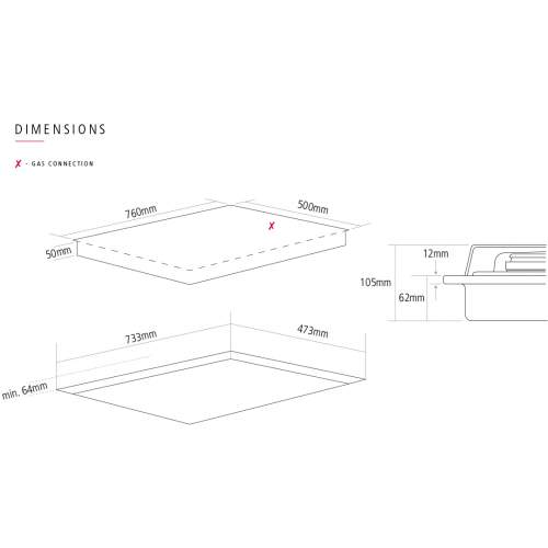 Caple C4071G 76cm 5 Burner Stainless Steel Gas Hob