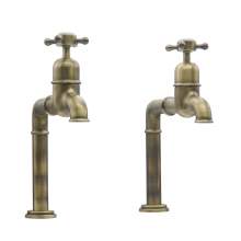 Bidbury and Co Caswell Patinated Brass Bibcock Taps with Crosshead Handles