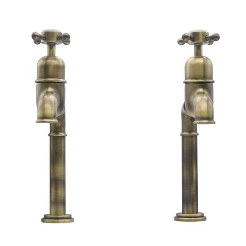 Bidbury and Co Caswell Patinated Brass Bibcock Taps with Crosshead Handles