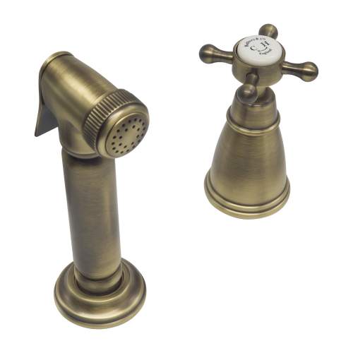 Bidbury and Co Chalford Patinated Brass Independent Pull-Out Spray with Crosshead Handle