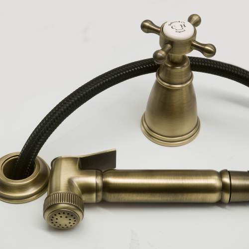 Bidbury and Co Chalford Patinated Brass Independent Pull-Out Spray with Crosshead Handle