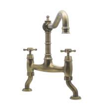 Bidbury and Co Fairford Patinated Brass Twin Lever Bridge Tap with Crosshead Handles