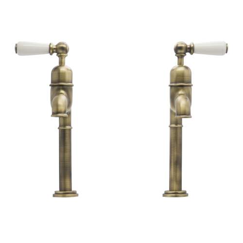 Bidbury and Co Hanford Patinated Brass Bibcock Taps with Porcelain Lever Handles