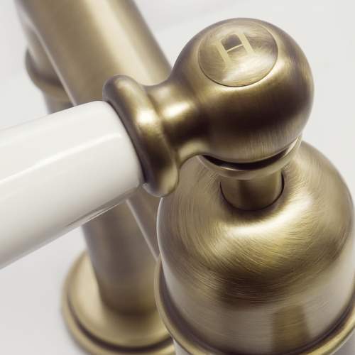 Bidbury and Co Hanford Patinated Brass Bibcock Taps with Porcelain Lever Handles