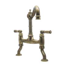 Bidbury and Co Henbury Twin Lever Patinated Brass Bridge Tap with Metal Handles