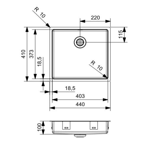 Reginox NEW JERSEY 40x37x10 Single Shallow Bowl Sink