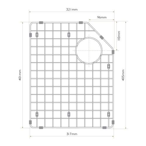 Bidbury and Co GRID-LH Double Bowl Chrome Left Hand Sink Grid