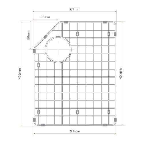 Bidbury and Co GRID-RH Double Bowl Chrome Right Hand Sink Grid