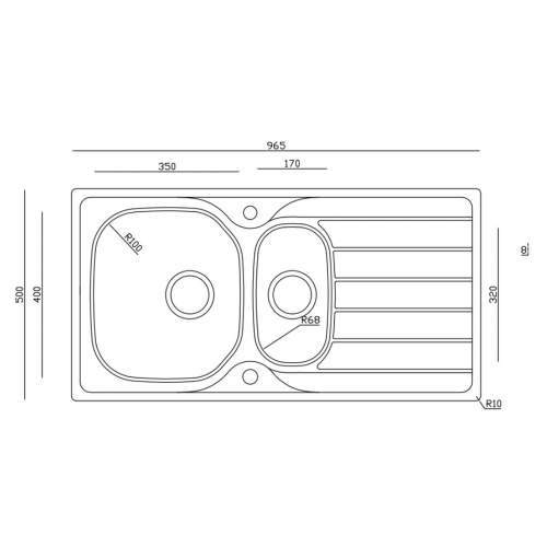 Harlyn Towan 150 Stainless Steel 1.5 Bowl Kitchen Sink