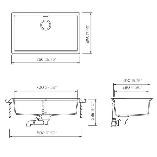 Harlyn Sennen 200 Large Single Bowl Granite Kitchen Sink