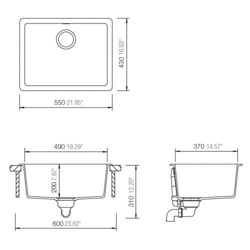 Harlyn Sennen 100 Single Bowl Granite Kitchen Sink