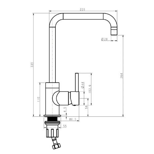 Harlyn Cascata PQ Purquartz and Chrome Kitchen Tap