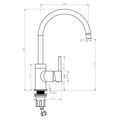 Harlyn Courbe PQ Purquartz and Chrome Kitchen Tap