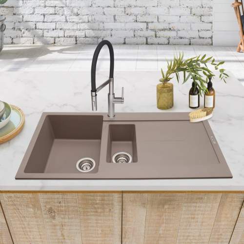 Caple Canis 150 Inset 1.5 Bowl Kitchen Sink With Drainer - Mink