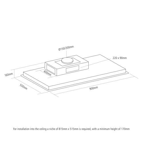 Caple CE921WH 90cm Ceiling Cooker Hood White Glass & Stainless Steel