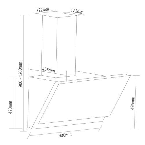 Caple ATA901 90cm Atara Wall Cooker Hood Black Glass