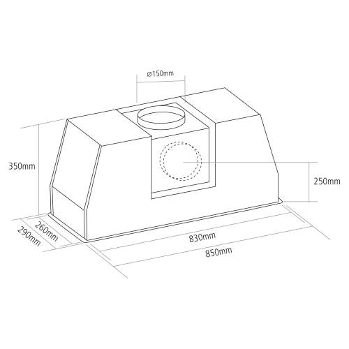 Caple ST854 85cm Stainless Steel Storm Built-Under Hood