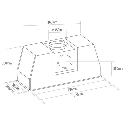 Caple ST524 52cm Stainless Steel Storm Built-Under Hood