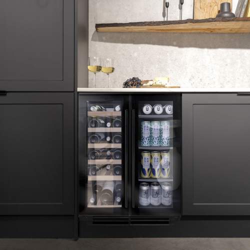 Caple Wi6235BG Black Undercounter Dual Zone Side by Side Wine Cooler