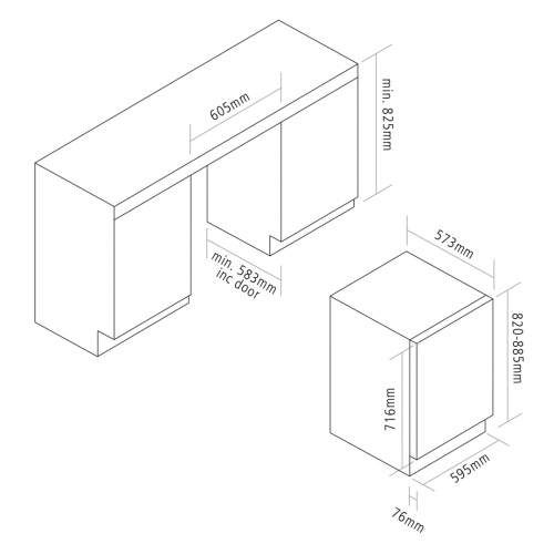 Caple Wi6235BG Black Undercounter Dual Zone Side by Side Wine Cooler