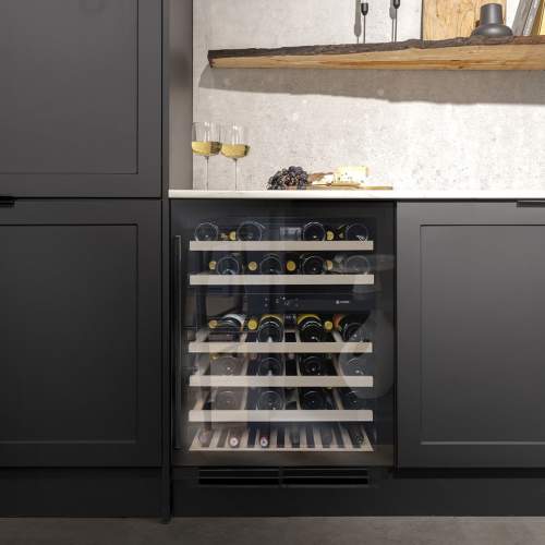 Caple Wi6136BG Black Glass Undercounter Dual Zone Wine Cooler