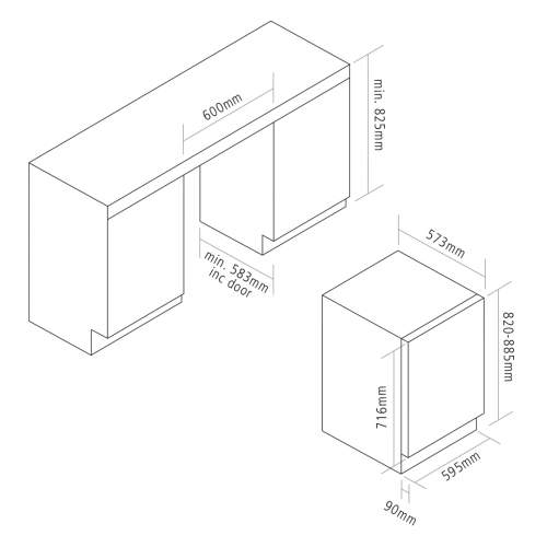 Caple Wi6136BG Black Glass Undercounter Dual Zone Wine Cooler