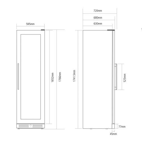 Caple WF1553BG Black Freestanding Triple Zone Wine Cooler