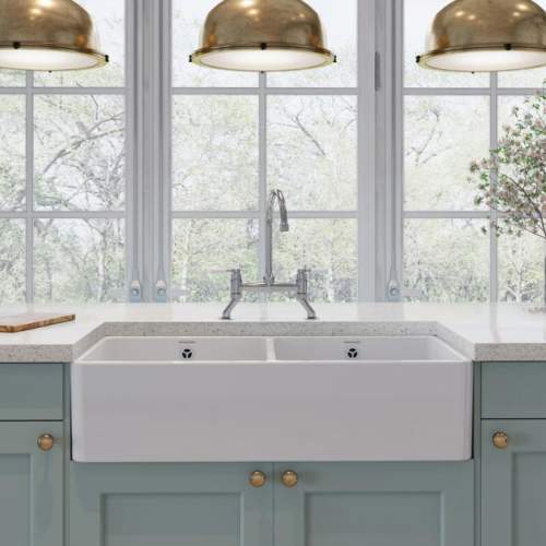 Rangemaster Double Bowl Ceramic Farmhouse Kitchen Sink