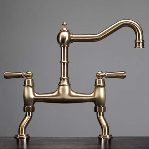 Bidbury and Co Henbury Twin Lever Old English Brass Bridge Tap with Metal Handles