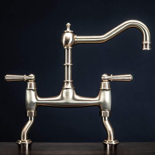 Bidbury and Co Henbury Twin Lever Pewter Bridge Tap with Metal Handles