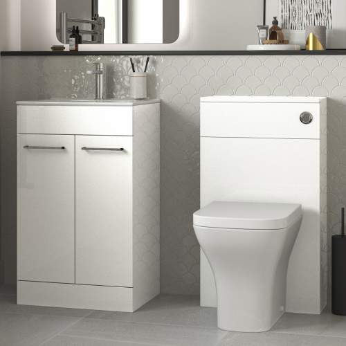 Bluci Vercelli 510mm Cloakroom Pack White Gloss and Chrome