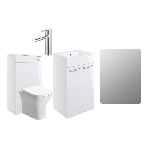 Bluci Vercelli 510mm Cloakroom Pack White Gloss and Chrome