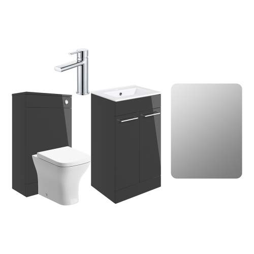 Bluci Vercelli 510mm Cloakroom Pack Anthracite Gloss and Chrome