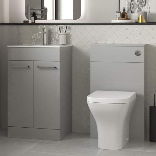 Bluci Vercelli 510mm Cloakroom Pack Grey Gloss and Chrome