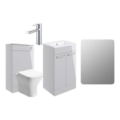 Bluci Vercelli 510mm Cloakroom Pack Grey Gloss and Chrome