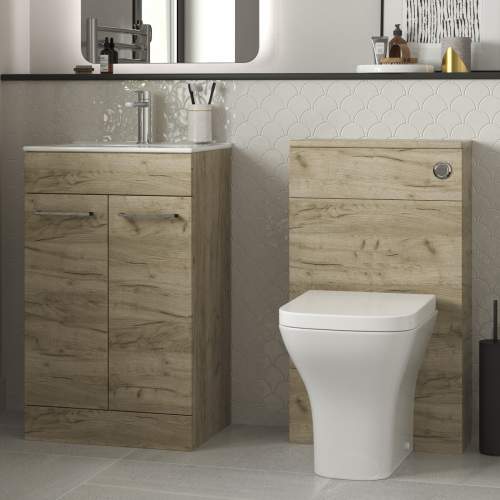 Bluci Vercelli 510mm Cloakroom Pack Oak and Chrome