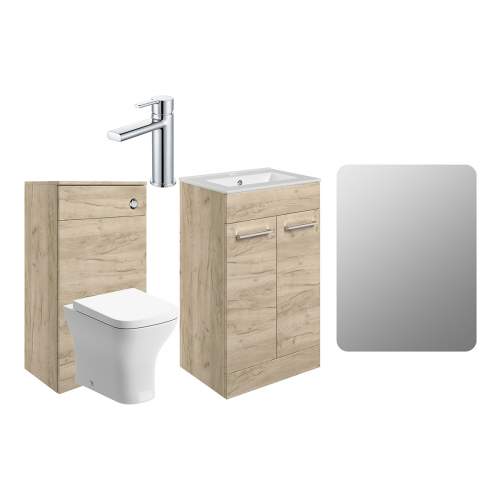 Bluci Vercelli 510mm Cloakroom Pack Oak and Chrome