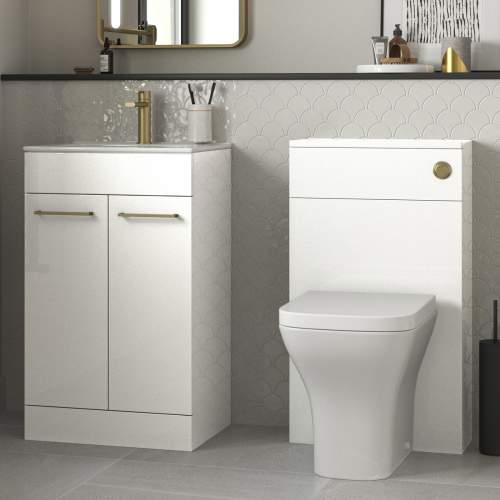 Bluci Vercelli 510mm Cloakroom Pack White Gloss and Brushed Brass