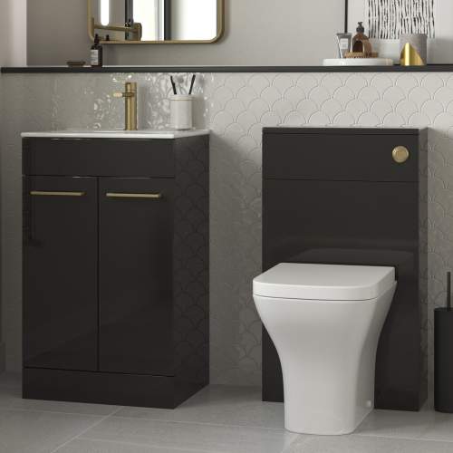 Bluci Vercelli 510mm Cloakroom Pack Anthracite Gloss and Brushed Brass