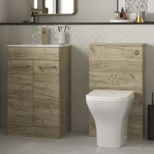 Bluci Vercelli 510mm Cloakroom Pack Oak and Brushed Brass