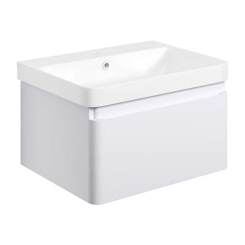 Bluci Elba 600mm Basin Unit and WC Pack - Matt White with Black Tap