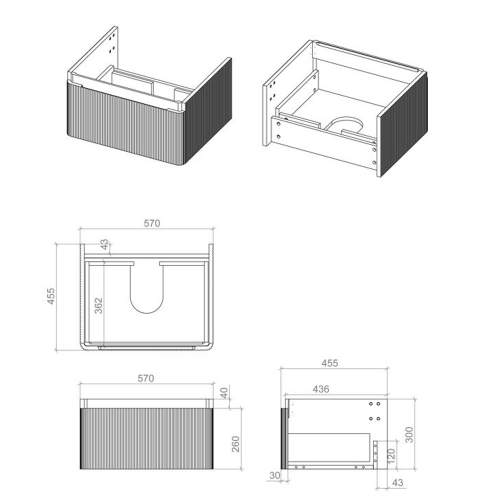 Bluci Elba 600mm Basin Unit and WC Pack - Matt White with Black Tap