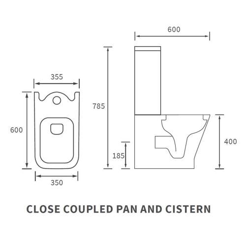 Bluci Elba 600mm Basin Unit and WC Pack - Matt White with Black Tap